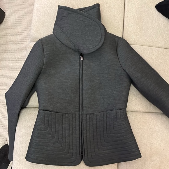 Vintage Emporio Armani Quilted Neoprene style blazer jacket gray size 10 - Picture 4 of 10